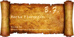 Berta Florentin névjegykártya